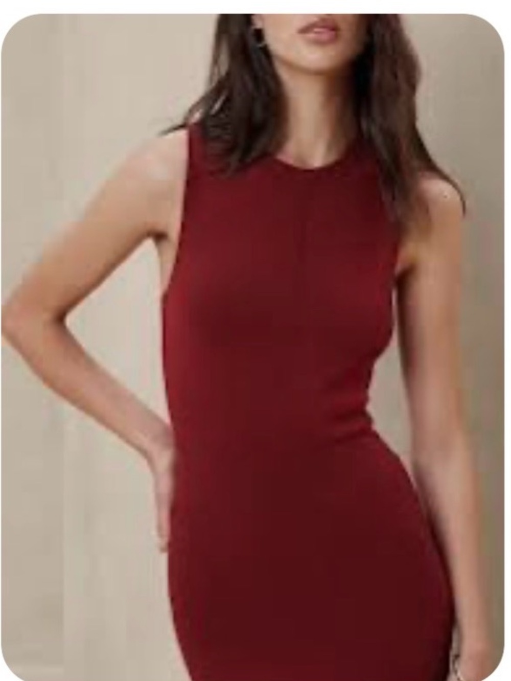 Banana Republic Pleated Midi Sweater Dress in Burgundy